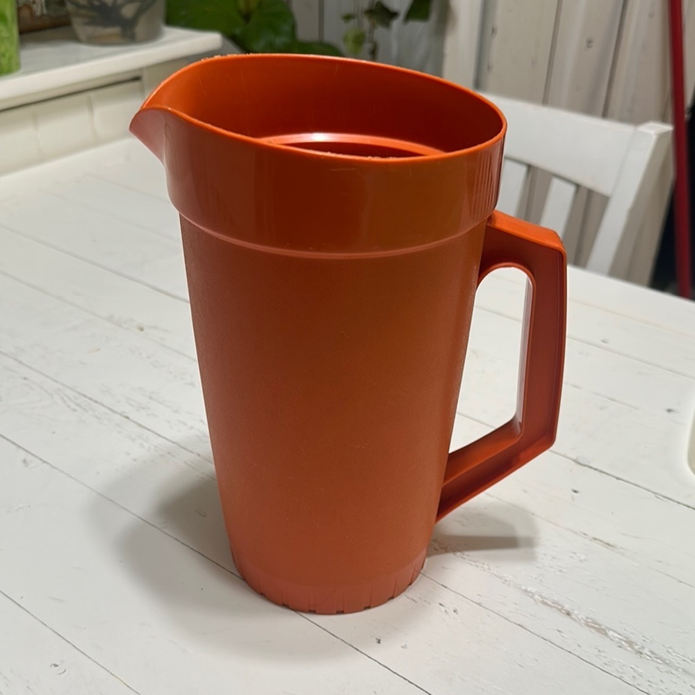 Vintage Orange Tupperware Pitcher with Handle no lid